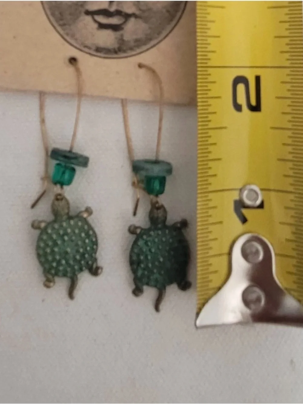 Vintage Heart's Desire Jewelry Designs Turtle Charm Dangle Bead Earrings Boho